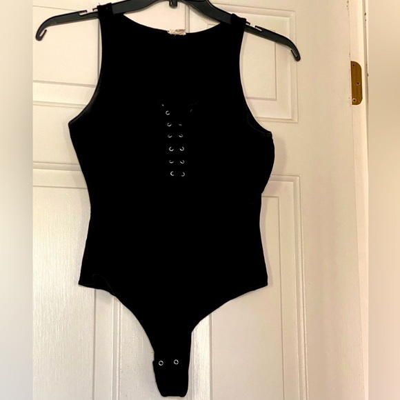 Garage Tops - LACE Up Black Tank Bodysuit